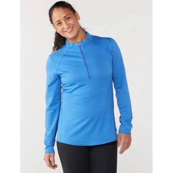REI Women Top Size M Blue Long Sleeve Half Zip Pullover Base Layer Outdoors 43-7 - Picture 1 of 16